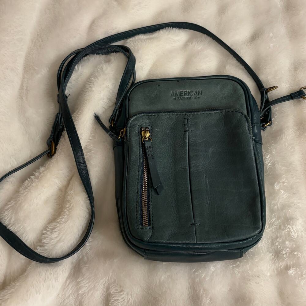 American Leather Co. Cleveland NS Crossbody Bag Purse Deep Teal Green